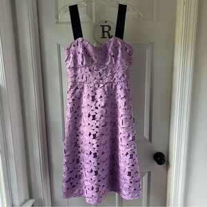 J.Crew Sweetheart Floral Lace Purple Lilac Violet Sleeveless Midi Dress (0)